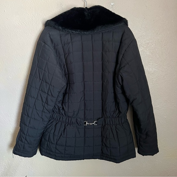 OSCC Black Quilted Fur Collar Jacket Medium - Picture 4 of 4